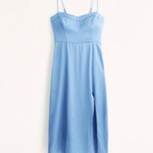 Abercrombie Satin High-Slit Midi Dress